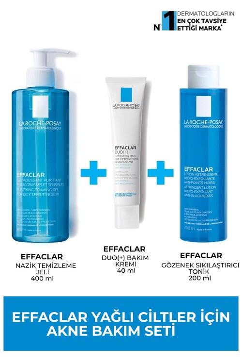 La Roche Posay - La Roche Posay Akne(sivilce) Bakım Seti | Effaclar Jel 400ml + Effaclar Tonik 200ml + Effaclar Duo (+) 40ml