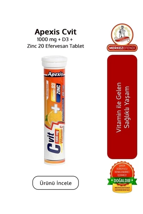 Apexis - Apexis C Vit 1000 Mg + D3 + Zinc 20 Efervesan Tabl