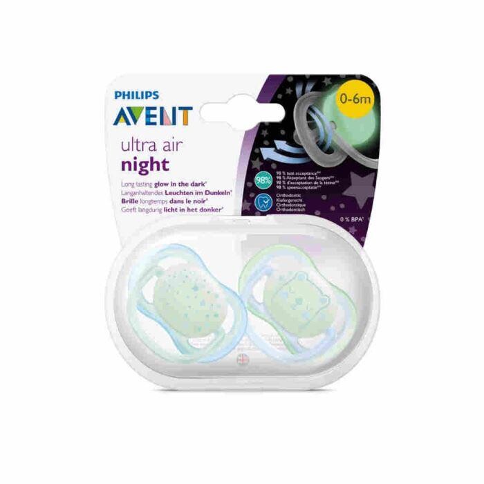 Philips Avent - Avent Ultra Air Night Emzik 2li Mavi 0-6 Ay