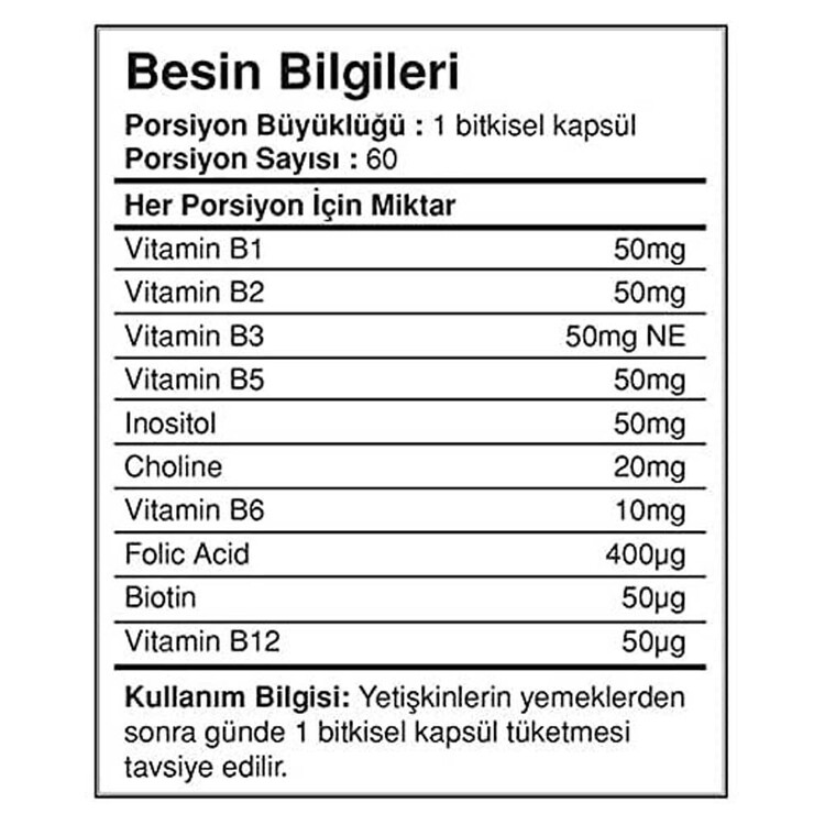 Bigjoy Vitamins B 50 Complex 60 Kapsül