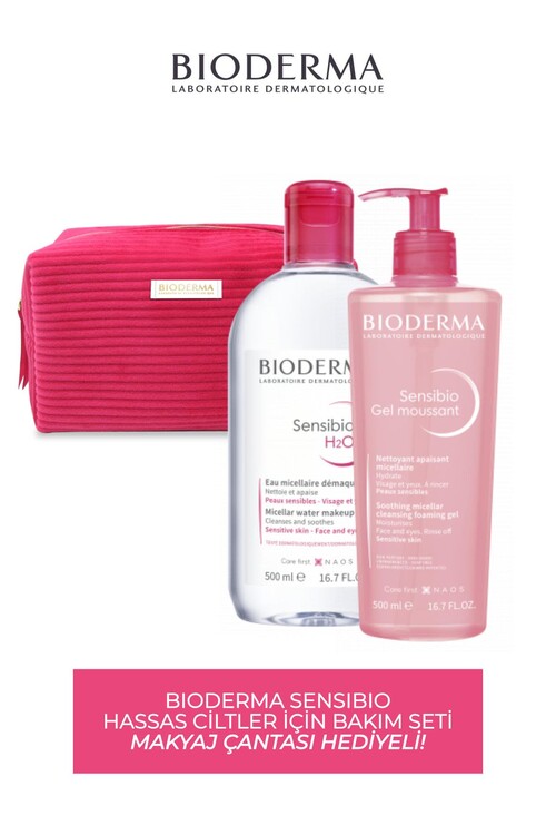 Bioderma Hassas/Normal Ciltler İçin Cilt Temizleme Seti(Makyaj Çantası Hediyeli)