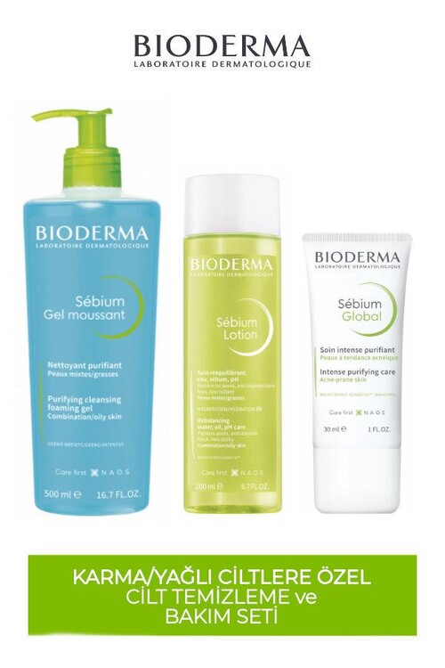 Bioderma - Bioderma Yağlı/Karma Ciltlere Özel Temizleme ve Bakım Seti