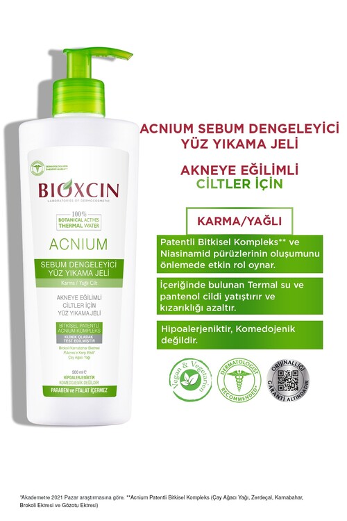 Bioxcin Acnium Sebum Yüz Yıkama Jeli 500ml