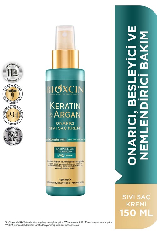 Bioxcin - Bioxcin Keratin & Argan Onarıcı Sıvı Saç Bakım Kre