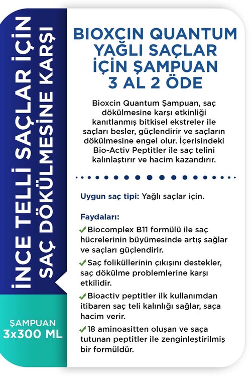 Bioxcin Quantum 3 Al 2 Öde Şampuan Yağlı Saçlar