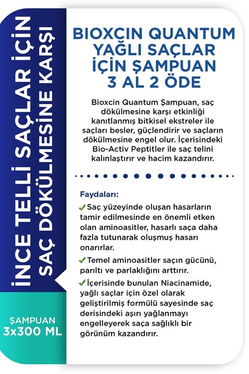 Bioxcin Quantum 3 Al 2 Öde Şampuan Yağlı Saçlar