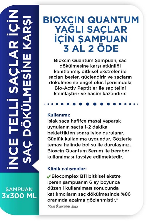 Bioxcin Quantum 3 Al 2 Öde Şampuan Yağlı Saçlar