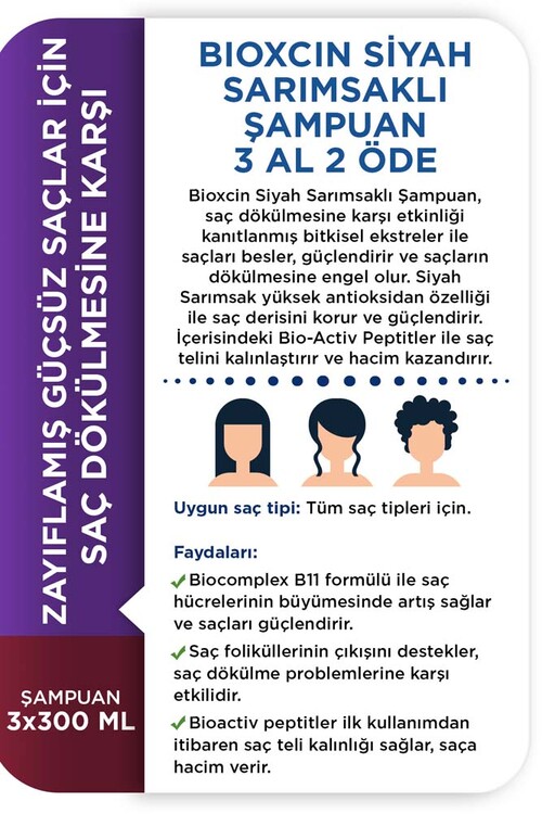 Bioxcin Siyah Sarımsak Şampuanı 3x300ml Set