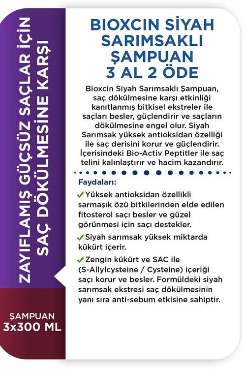 Bioxcin Siyah Sarımsak Şampuanı 3x300ml Set