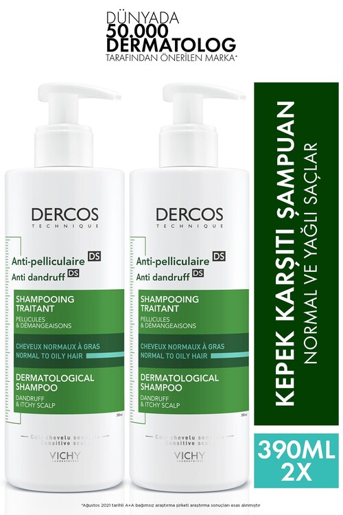 Vichy - Vichy Dercos Anti-Dandruff Kepek Karşıtı Şampuan Normal & Yağlı Saçlar 390 mlx 2 8681689315023