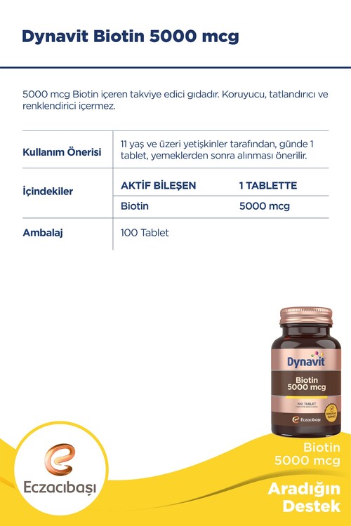 Dynavit Biotin 5000 Mcg 100 Tablet