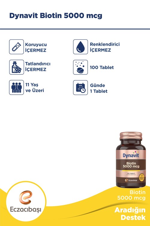 Dynavit Biotin 5000 Mcg 100 Tablet