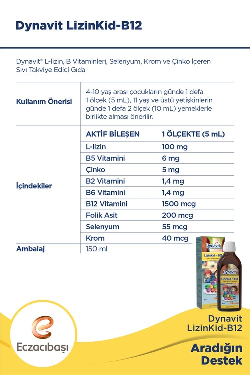 Dynavit Lizinkid Vitamin B12 150 ml