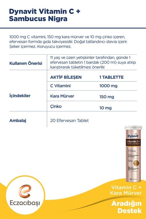 Dynavit Vitamin C+ Sambucus Nigra 20 Efervesan Tab