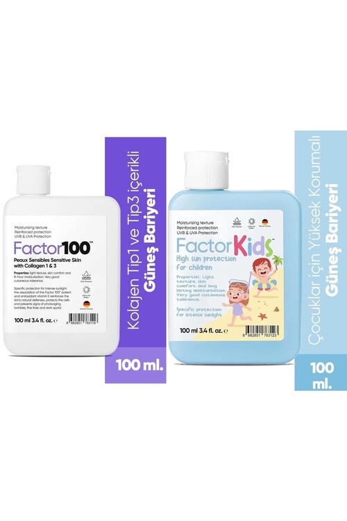 FACTOR100 - Factor Güneş Kremi Spf50+ 100 ml ve Factor Kids Güneş Kremi Spf50+ 100 Ml