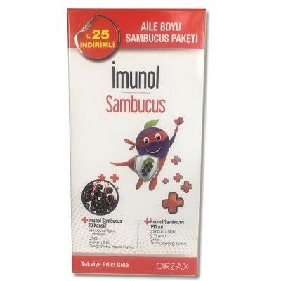 Orzax - İmunol Sambucus Şurup 150 ml + Sambucus 20 Kapsül 