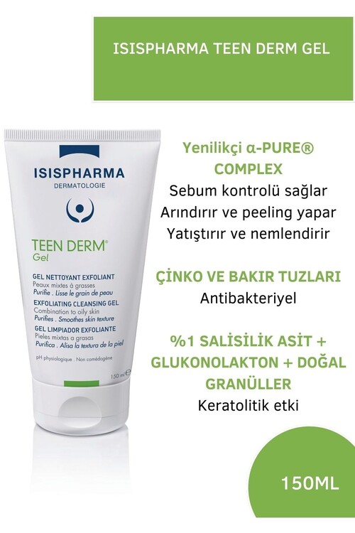 Isis Pharma Teen Derm Gel 150ml Akne Ve Siyah Nokt