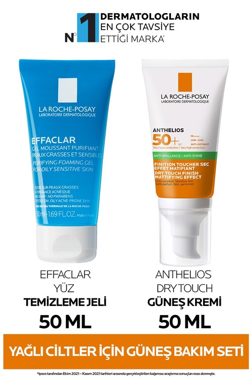 La Roche Posay Yağlı Ciltler İçin Bakım Seti 2:Effaclar Yüz Temizleme Jeli &Anthelios Güneş Kremi