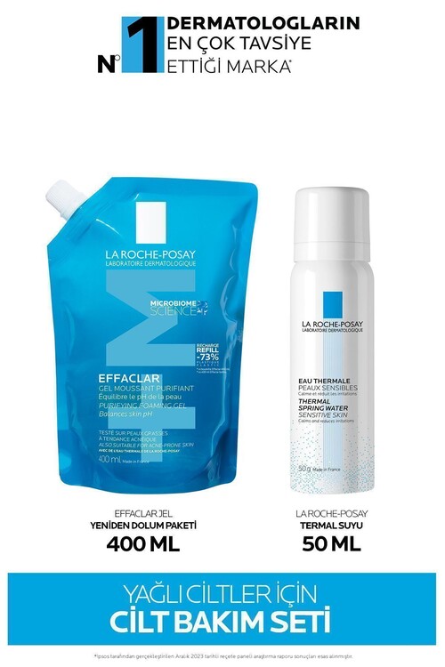 La Roche posayYağlı Ciltler Için Cilt Bakım Seti:Effaclar Jel Yeniden Dolum Paketi 400ML&Termal Su 50ML