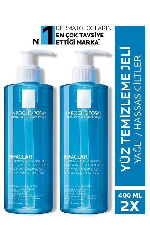 La Roche Posay - La Roche Posay Effaclar Jel Temizleme Jeli Yağlı/akneye Eğilim Gösteren Ciltler 400 ml x 2