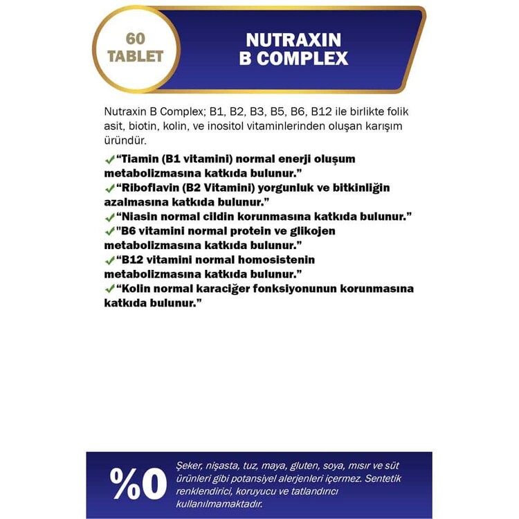 Nutraxin B Vitamin Complex 60 Kapsül