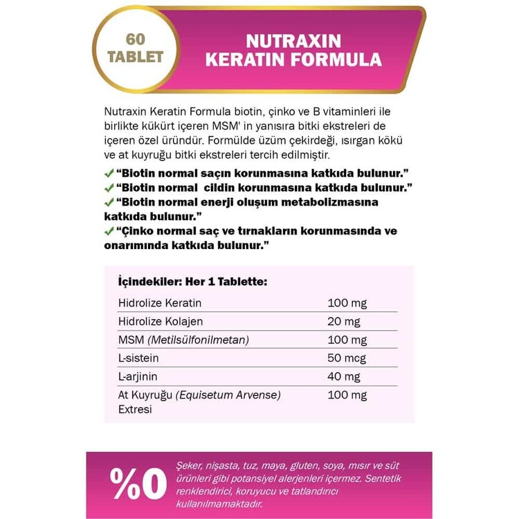 Nutraxin Keratin Formula 60 Tablet