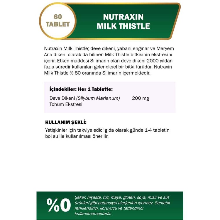 Nutraxin Milk Thistle 200 Mg 60 Tablet