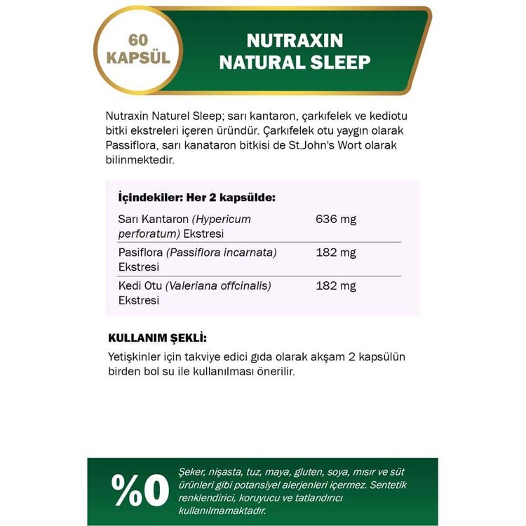 Nutraxin Naturel Sleep 60 Kapsül