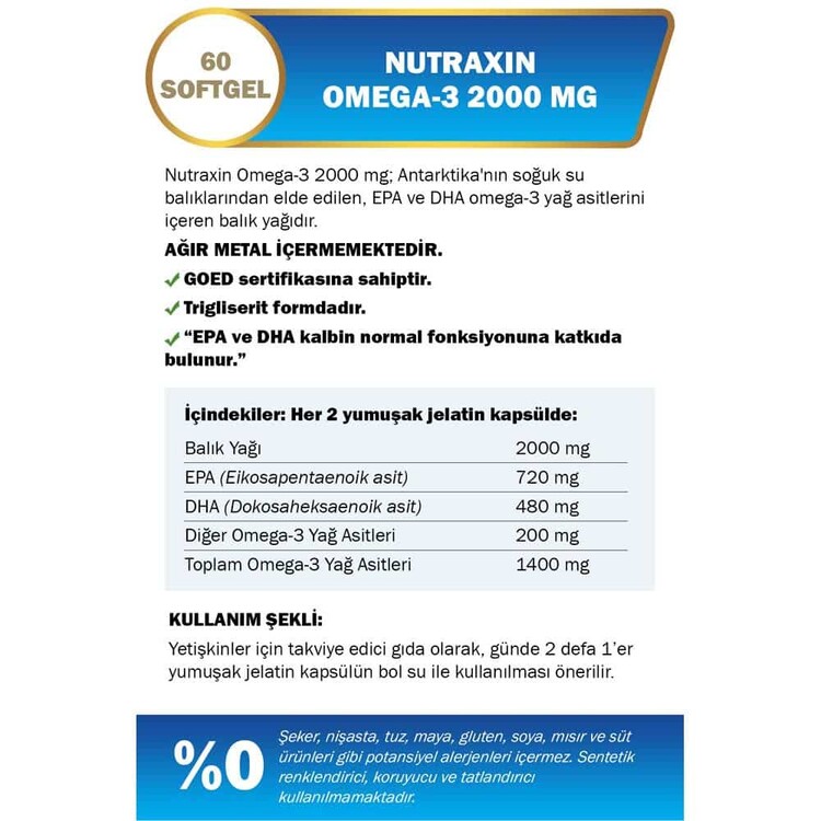 Nutraxin Omega-3 2000 mg 60 Kapsül