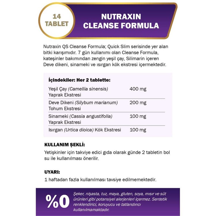 Nutraxin Quick Slim Cleanse Formula 7 14 Tablet Qs