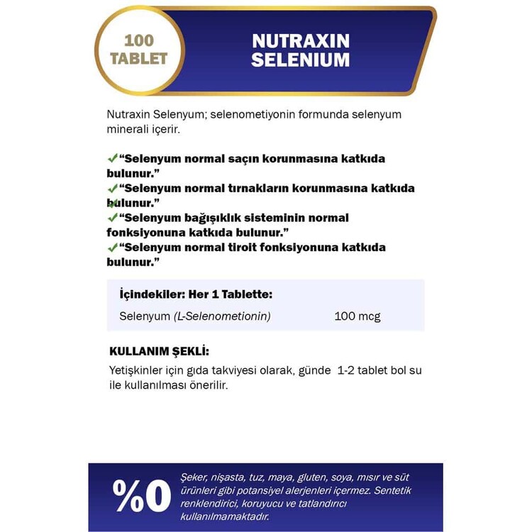 Nutraxin Selenium 100 mcg 100 Tablet