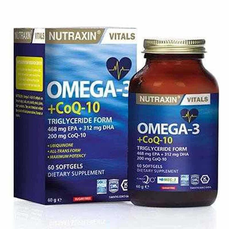 Nutraxin Vitals Omega-3 + Co-Q10 60 Softgel