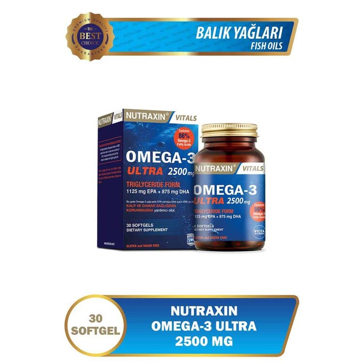 Nutraxin - Nutraxin Vitals Omega-3 Ultra 2500 mg 30 Softgel, 