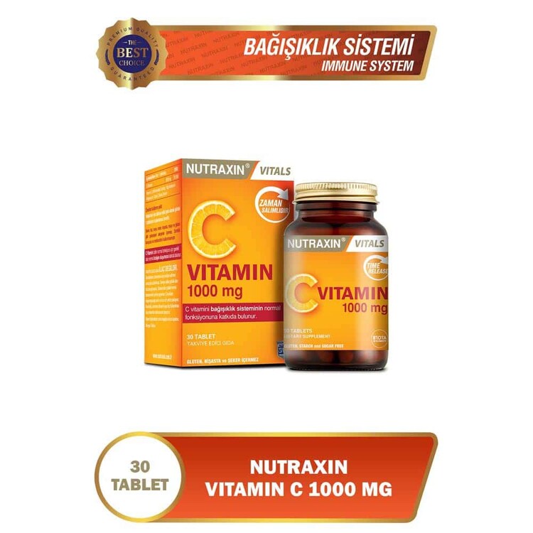 Nutraxin Vitamin C 1000 mg Takviye Edici Gıda 30 T