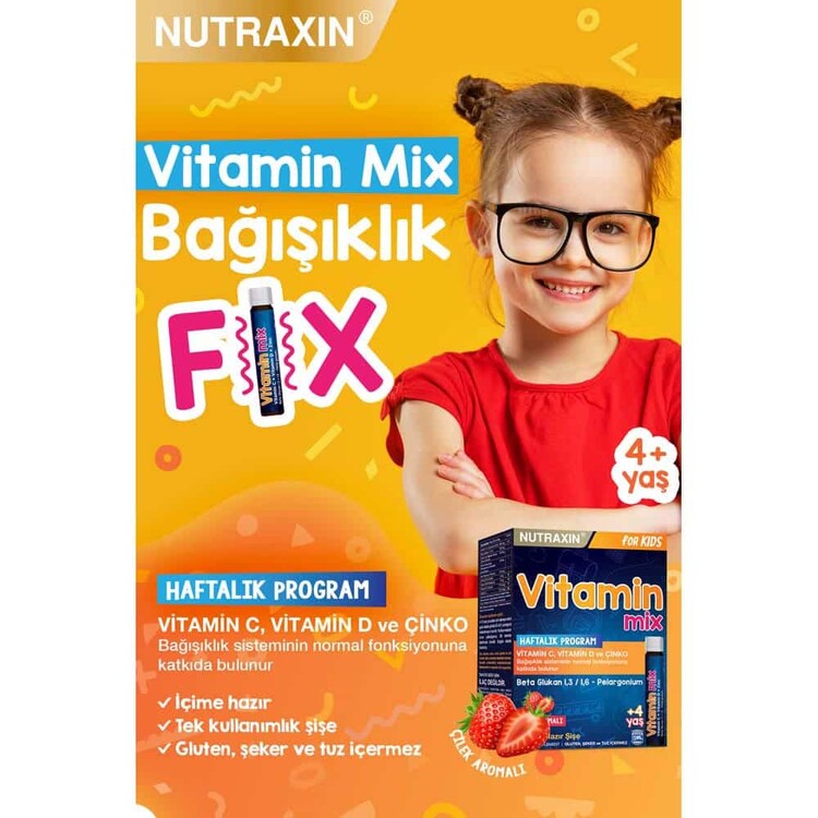 Nutraxin Vitamin Mix Çilek Aromalı +4 Yaş Takviye 