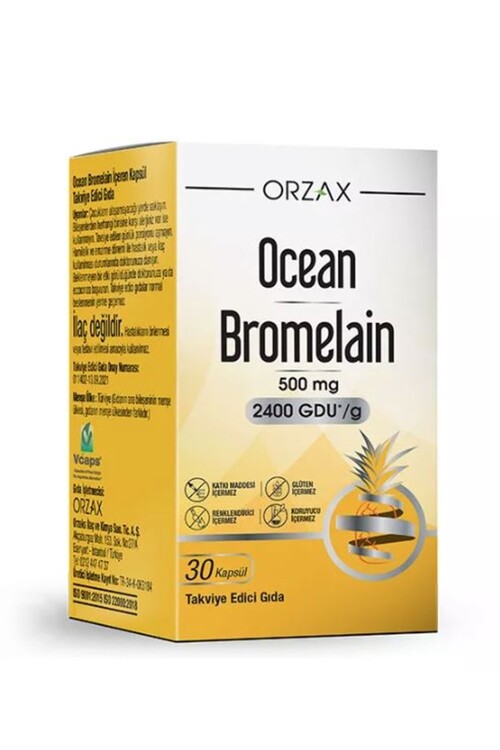Ocean - Orzax Bromelain 500 Mg Takviye Edici Gıda 30 Kapsü