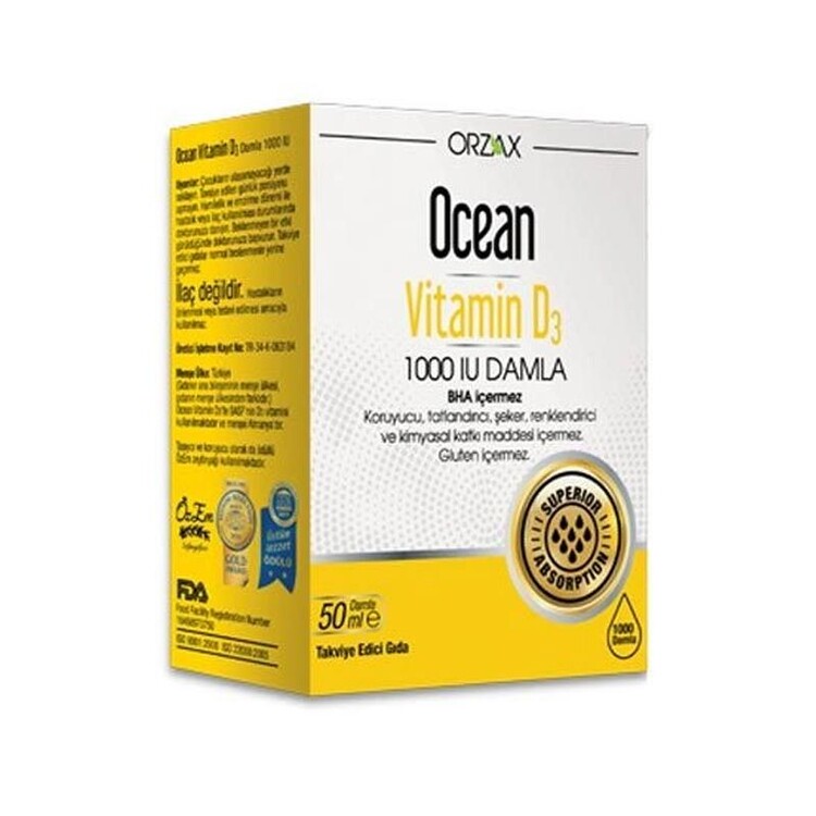 Ocean - Orzax Ocean Vitamin D3 1000 IU Damla 50 ml