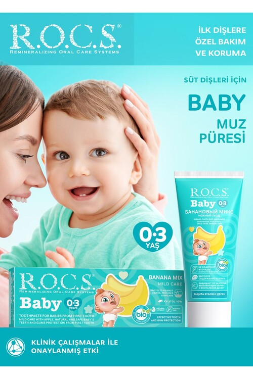 R.O.C.S. Baby 0-3 Yaş Muz Püresi Tadında Bebek Diş