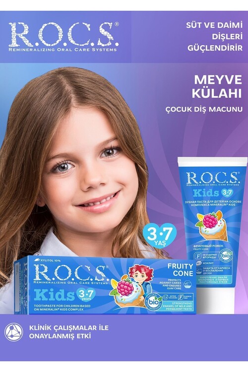 Rocs Kids 3-7 Yaş Meyveli Çocuk Diş Macunu Meyve Külahı 35ml.