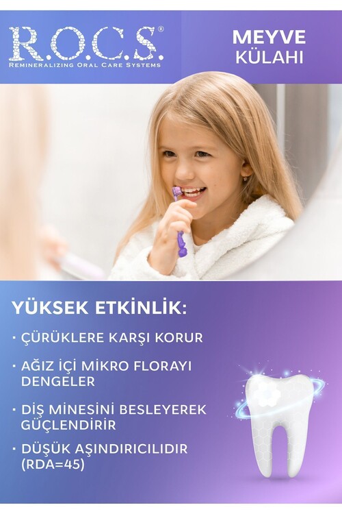 Rocs Kids 3-7 Yaş Meyveli Çocuk Diş Macunu Meyve Külahı 35ml.