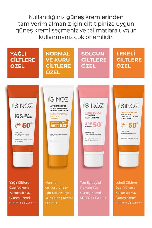 Sinoz SPF 50+ Yüz Güneş Kremi - Normal ve Kuru Cil