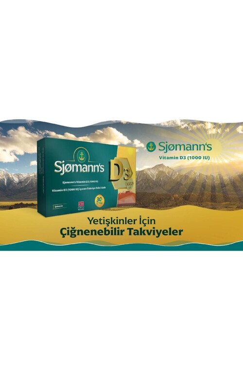 Sjomann's Vitamin D3 1000IU 30 Çiğneme Tableti