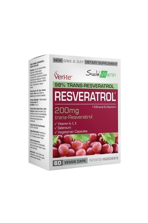 Suda Vitamin - Suda Vitamin Resveratrol 60 Bitkisel Kapsül