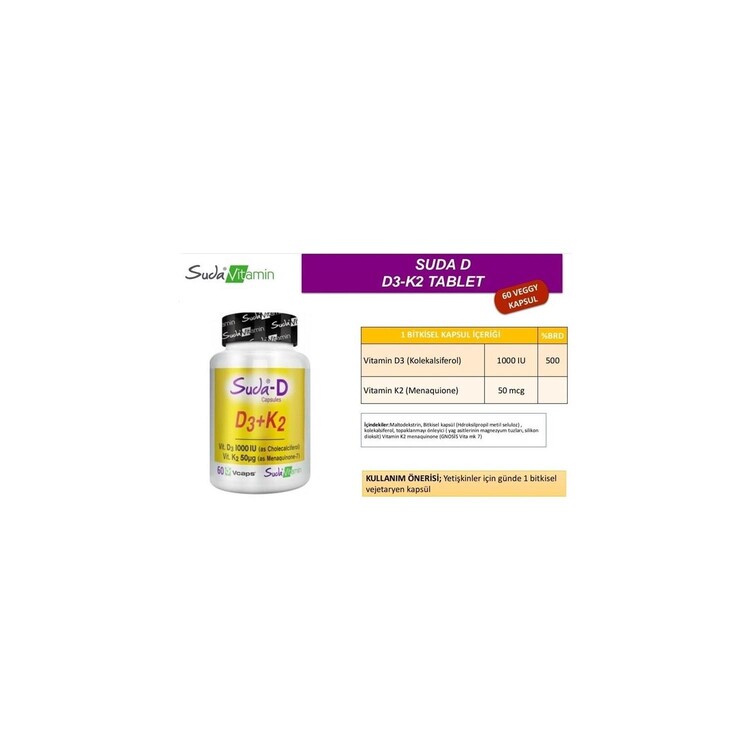 Suda Vitamin - Suda Vitamin Suda-D D3+K2 Takviye Edici Gıda 60 Ka