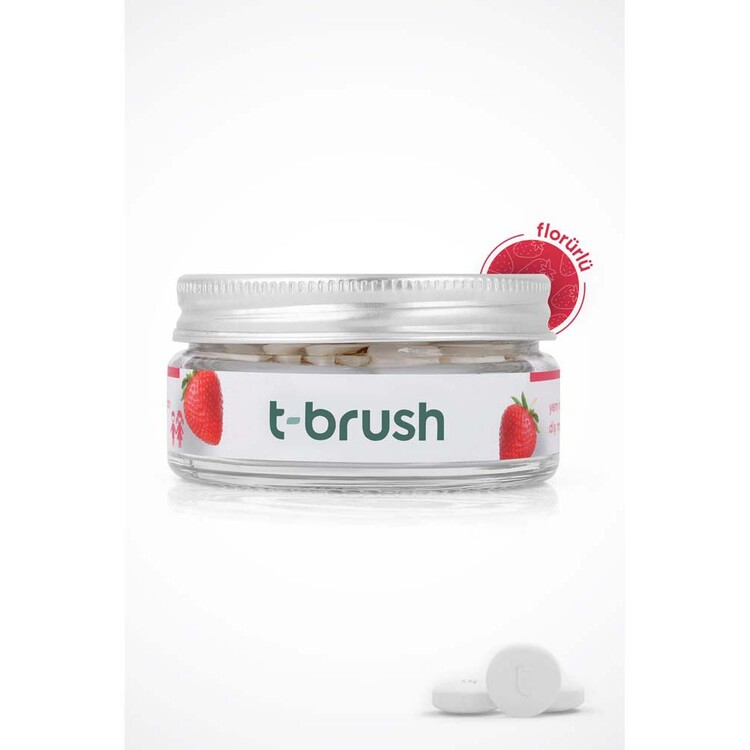 T-Brush - T-Brush Çilek Aromalı Florürlü Çocuklara Özel Diş 