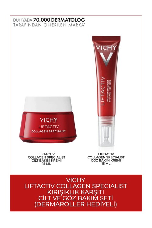 Vichy - Vichy Collagen Specialist Kırışıklık Karşıtı Cilt ve Göz Bakım Seti (Dermaroller Hediyeli)