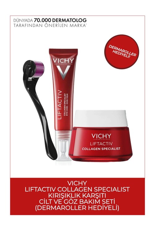 Vichy Collagen Specialist Kırışıklık Karşıtı Cilt ve Göz Bakım Seti (Dermaroller Hediyeli)