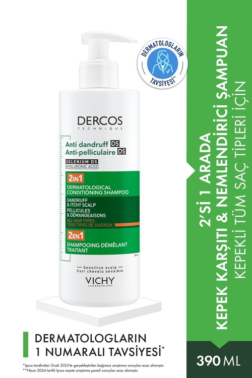 Vichy Dercos 2’si 1 Arada Kepek Karşıtı & Nemlendi