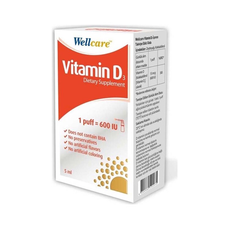 Wellcare - Wellcare Vitamin D3 600 IU 5 mL Sprey