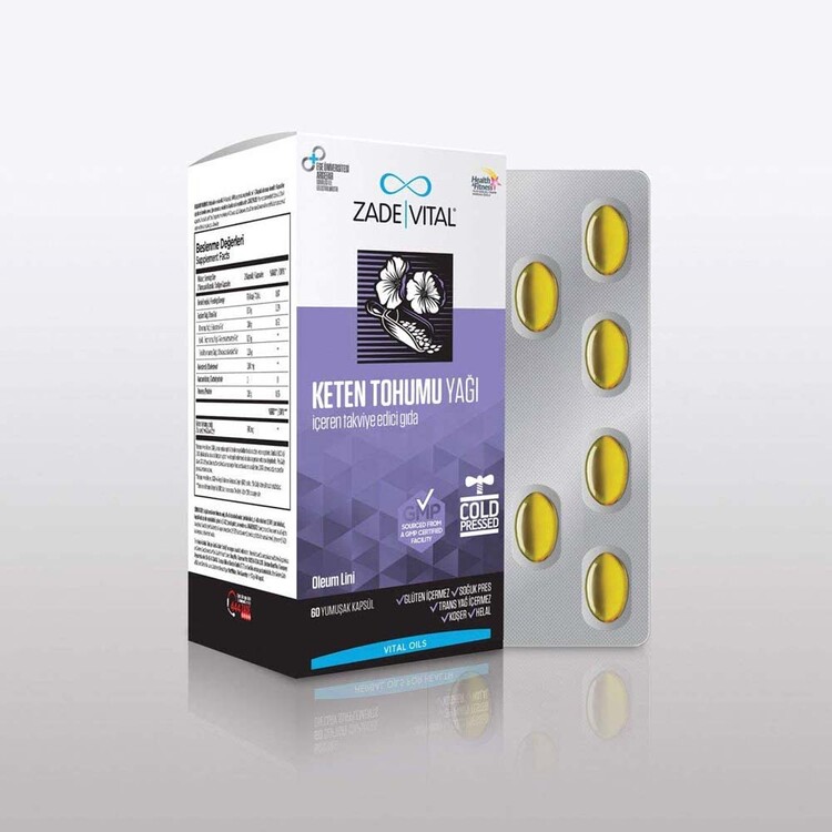 Zade Vital - Zade Vital Keten Tohumu Yağı 625 mg 60 Yumuşak Kap